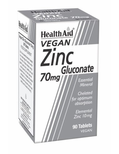 Health Aid Zinc Gluconate 70mg 90tabs - 5019781020300